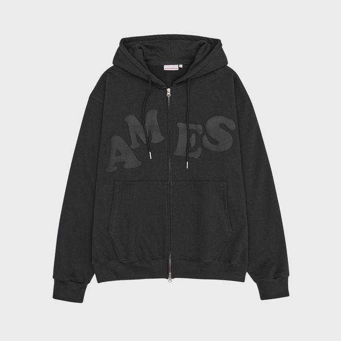 BIG TYPO HOODIE ZIP UP CHARCOAL