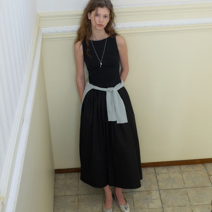[3차] Tia Shirring Maxi Dress (Black)