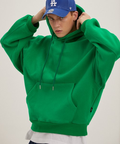 Peach Skin Balloon Over Hoodie - Green
