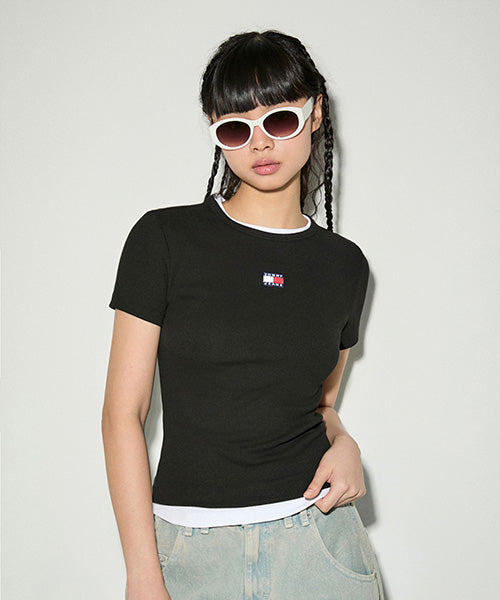 Slim Badge Lip T-Shirt (T32E1TTO06TWT1BDS)