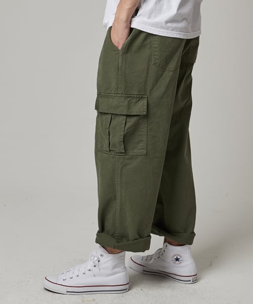 Stone Wide Cargo Pants (Khaki)