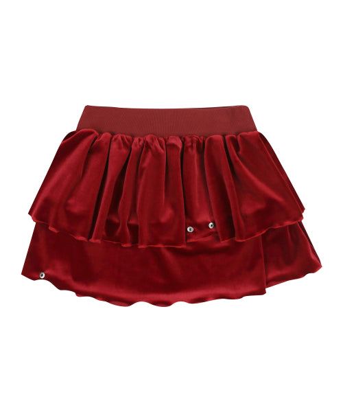 Tiered Velvet Skirt [RED]