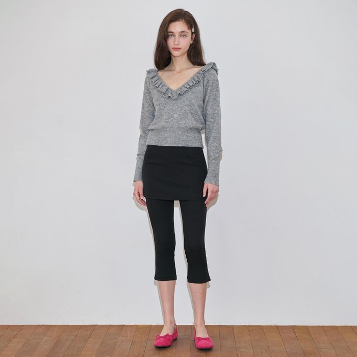 Lace Layered Skirt Pants (Black)