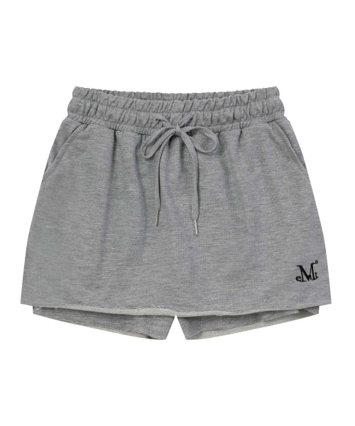 Damage Sweat Short Skirt Pants Skirt Trousers (Black, Gray)