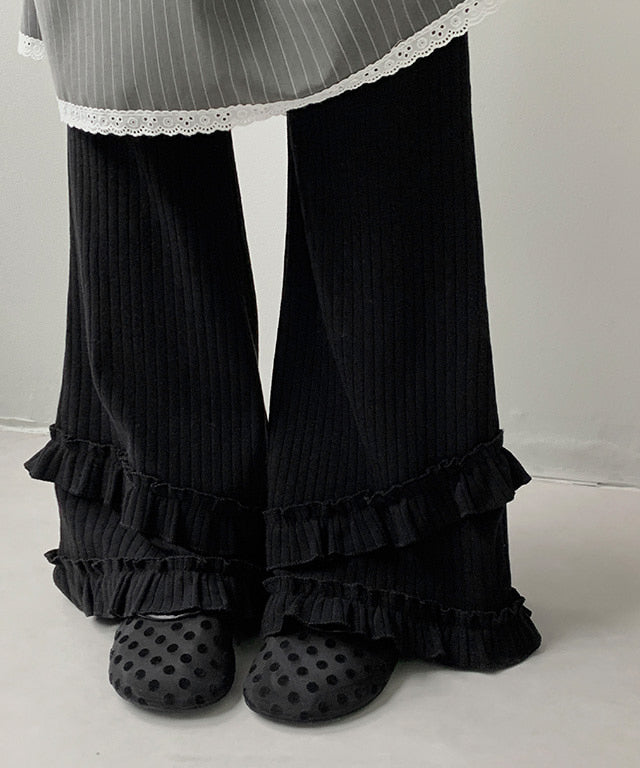 Daily Jussie Legler Layered V-neck Frill Bootcut Pants