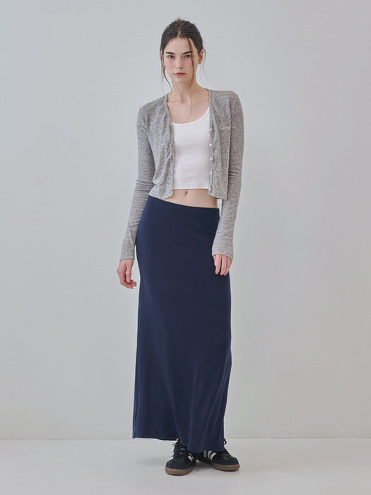 lazy soft touch long skirt (Navy)