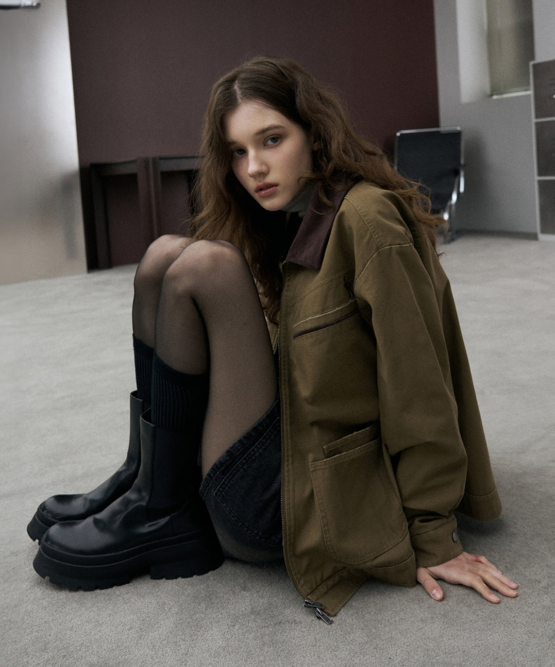 Leather Damage Line Work Jacket [2 COLOR]