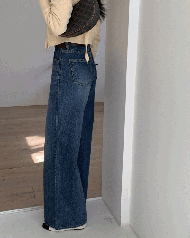 W.B Rinond Dark Denim Long Wide Denim Pants