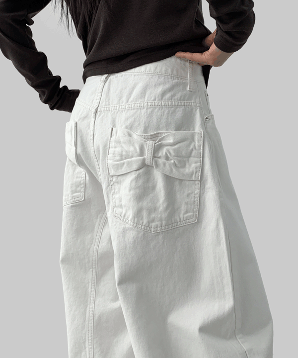 Manic [Free Delivery] Stepin Ribbon Balloon Wide Cotton Pants
