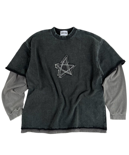 ドゥードゥル スター ピグメント レイヤード T シャツ (チャコール)