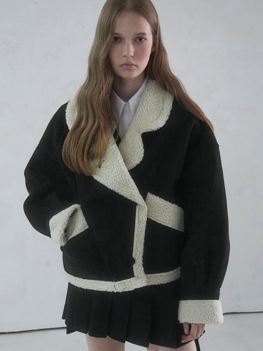 Eco Fur Suede Jacket BLACK