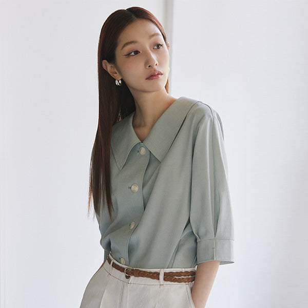 Clavis Wide Collar Stitch Blouse_CVBWE2403Q