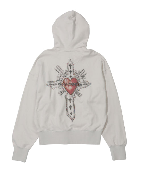 Beaded Saint Hoodie Zip-Up Dirty White