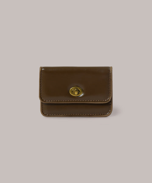 Flat Gold Wallet - Brown