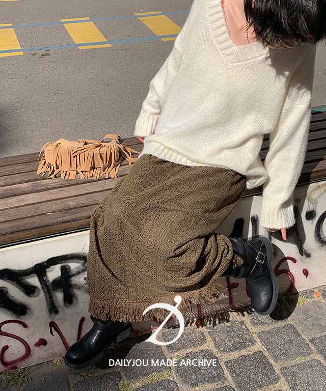 Daily JUYE [MADE] Sparky Lace Banded Waist Long Skirt