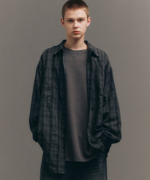Big Union (BIG UNION) Crinkle Oversized Fit Check Shirt (Black) - Size & Review | Musinsa