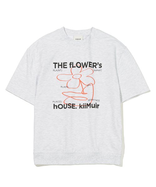 Summer Big Flower Short Sleeve Crewneck_Melange Gray