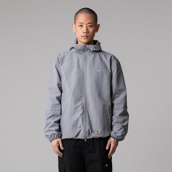 Grid Check Light Windbreaker Gray