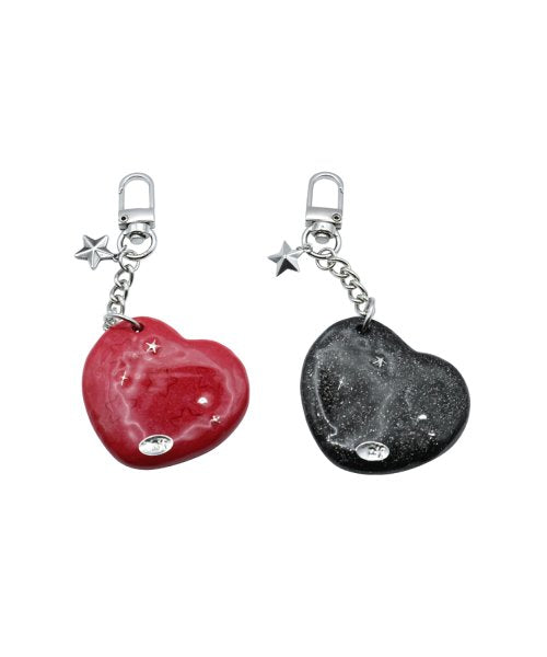 heart star mirror key ring