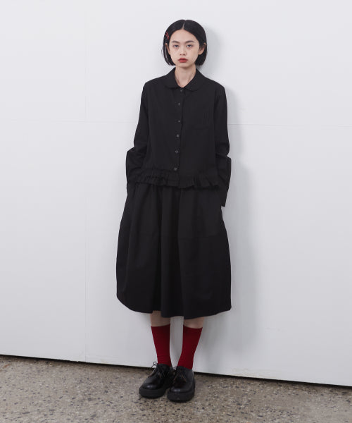 Balloon Banding Midi Skirt, Black