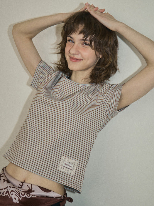 Vintage stripe t-shirt_Brown(O25-TP05)