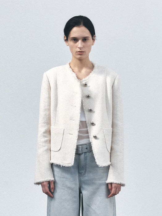 TVS FRINGE TWEED JACKET_2COLORS