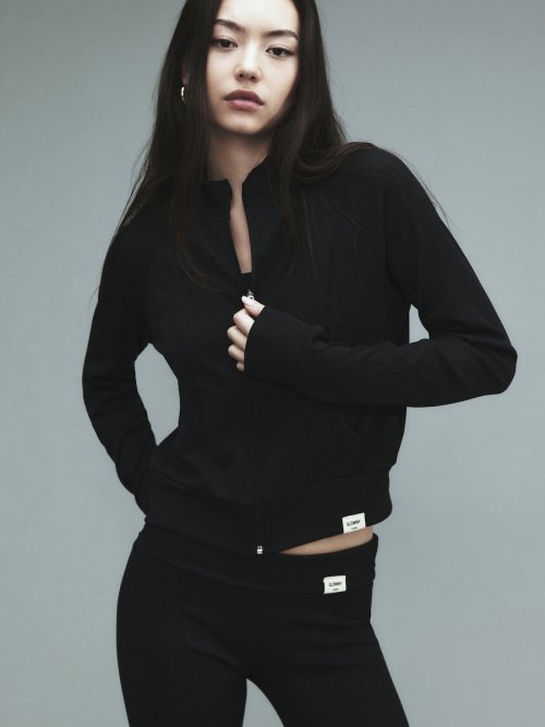 GLOWNY G CLASSIC RIB TRACK ZIP-UP (BLACK) - Size & Reviews | MUSINSA