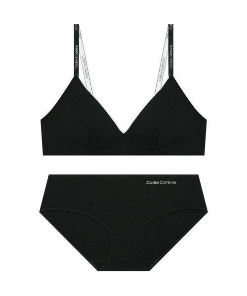 Autumn Color Cozy Bra Top Panty Set - Black