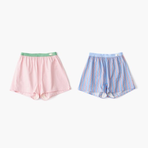 7IBO108 Women's Stripe Solid Trunk Panties 2PACK