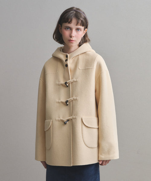 Bark 黄色 フード付きダッフルコート　美品 イエローフード付きダッフルコート Bark 黄色 フード付きダッフル