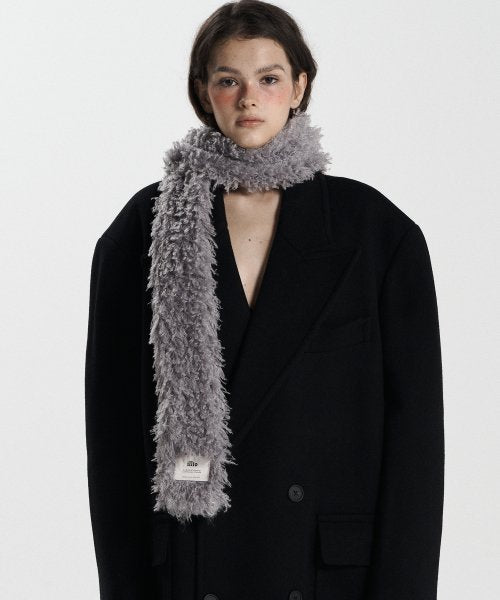 Gray fluffy muffler