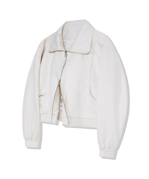 VIVABROWN 85-VIVA007 Curved Short Suede Jacket Ivory - Size & Reviews | MUSINSA