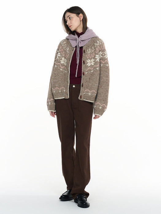 Our Nordic Duffle Cardigan [MOCHA] / WBD4L04550