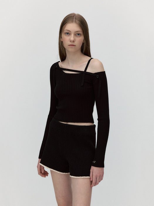 ONE OFF SHOULDER STRAP KNIT [BLACK]