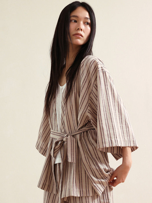 Vera stripe robe - pink