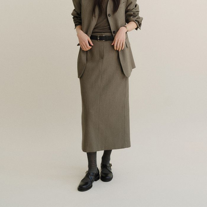 [2nd leader] LIS PENCIL SKIRT (SAGE KHAKI)
