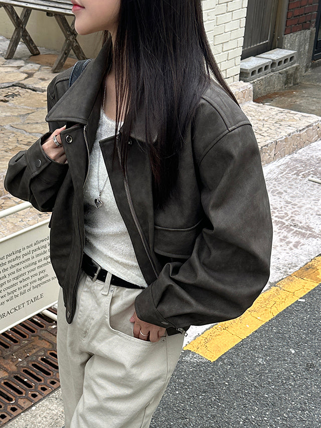 J. Urban [MADE] Oversized Fit Vintage Leather Jacket 2col