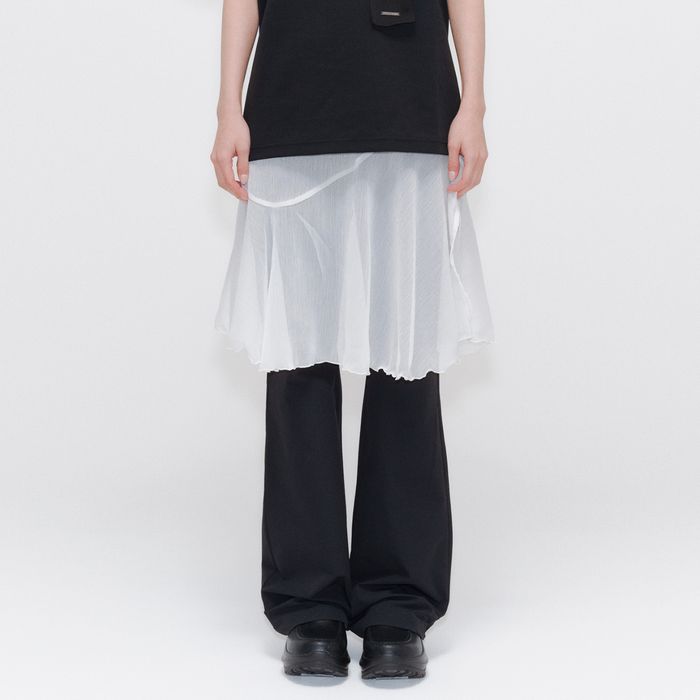 Sheer layered wrap skirt WHITE
