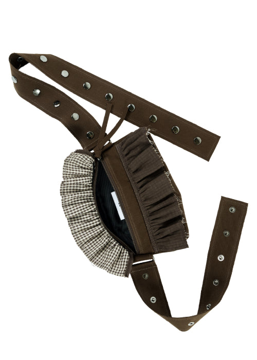 Boho ruffle belt bag [Brown]