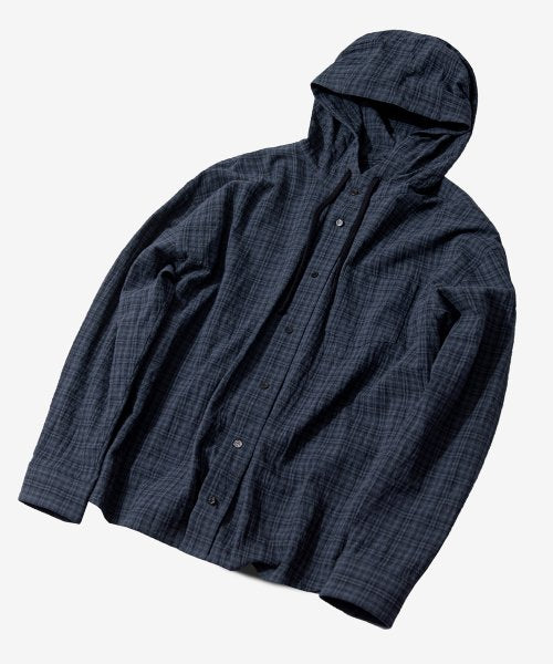 Overfit Check Hood Shirt [NAVY]_SESH012NAVY