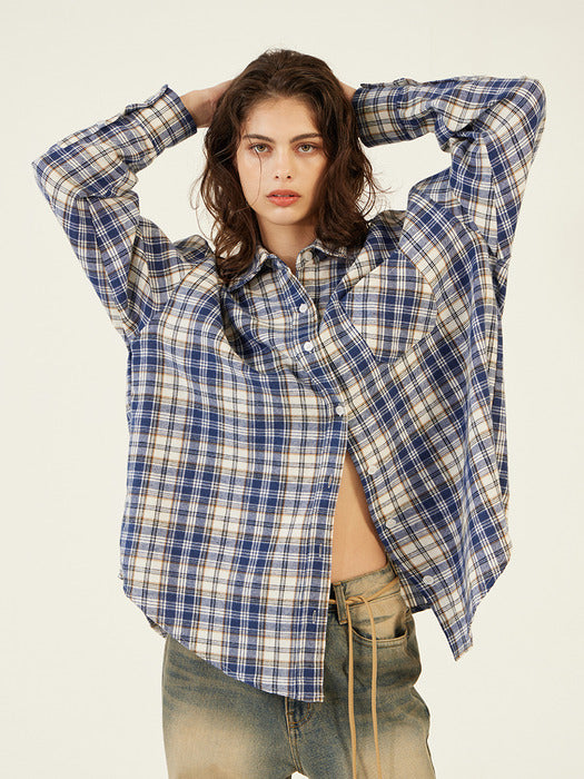 Unisex Over Check Shirt (Blue)