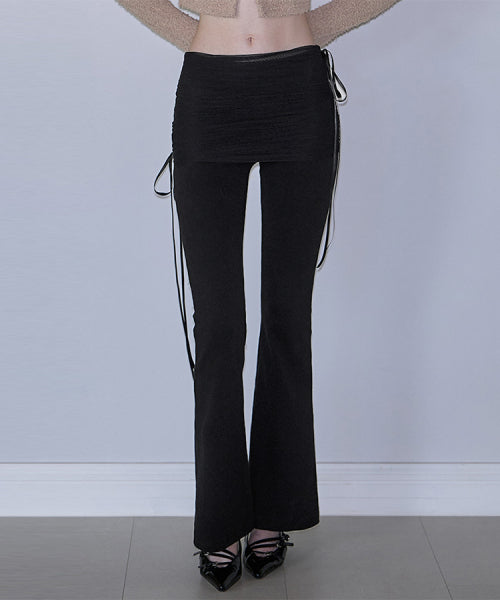 Sha Layered Boots Cut Pants [Black]