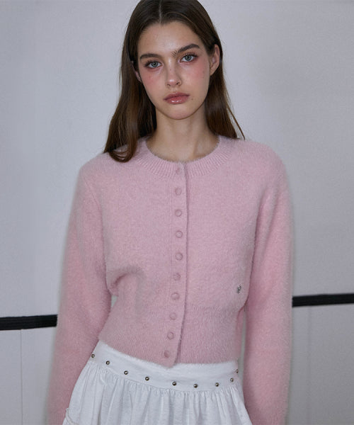 Fur Round Cardigan [Pink]