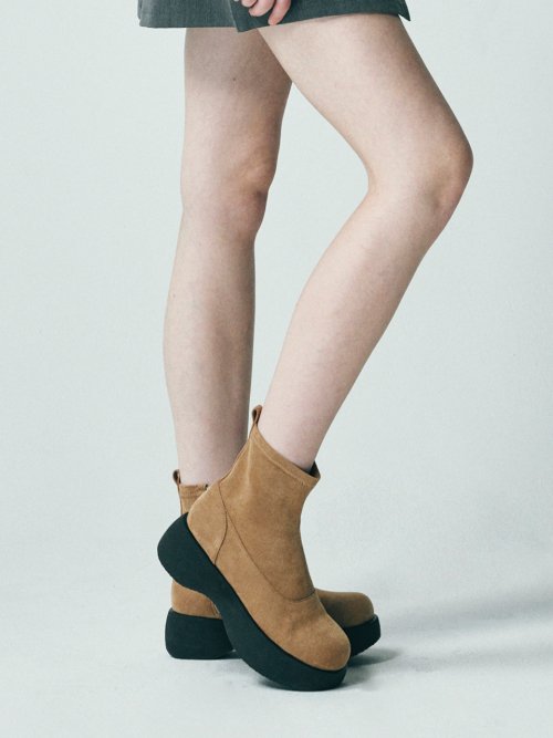 Round Toe Suede Ankle Boots 412346012 (5cm/2colors)
