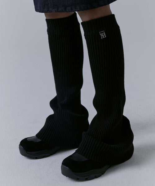 Wide Knit Leg Warmer [ Black ]