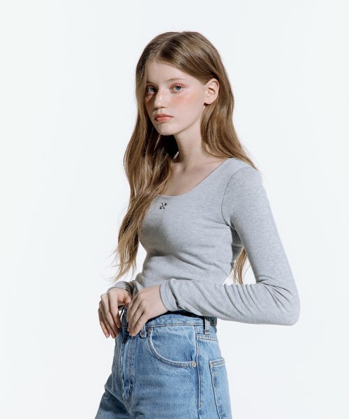 ブラッシュドロングスリーブTシャツグレー