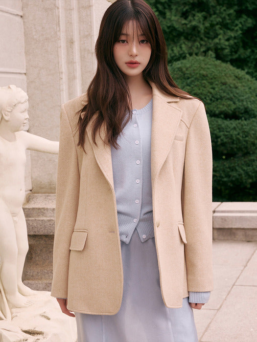 WOOL BLENDED CLASSIC JACKET OATMEAL