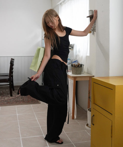 PLEASENOFOLLOW New MOMO Shirring Short Top - Size & Review | Musinsa
