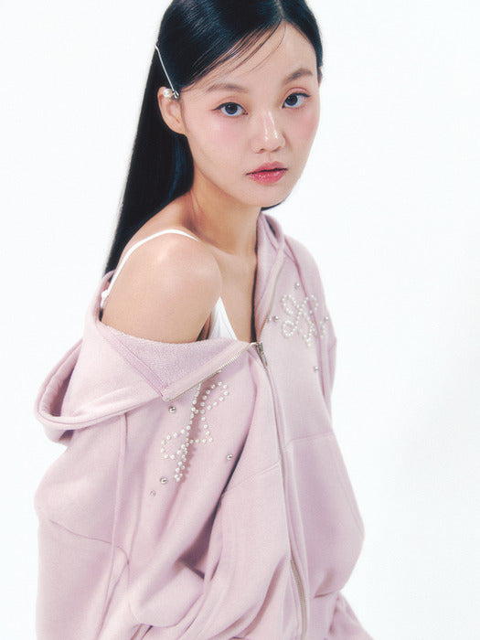 Pink Pearl Zip-Up Hoodie