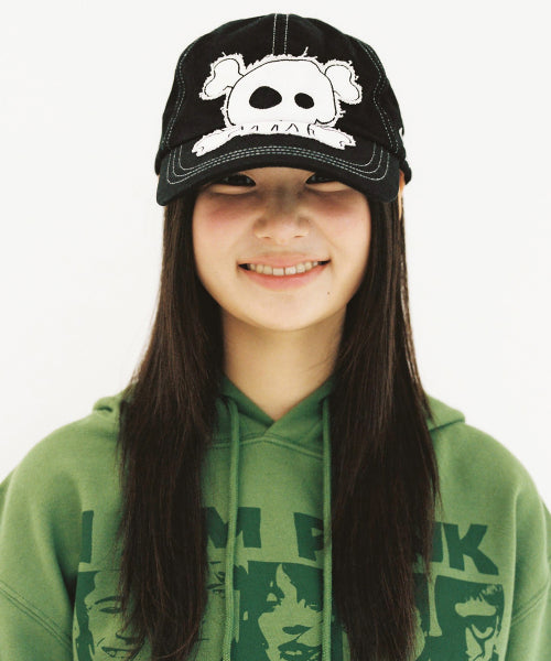 WEBHOUSE Kawaii Skull Damage Cap - Black - Size & Reviews | MUSINSA